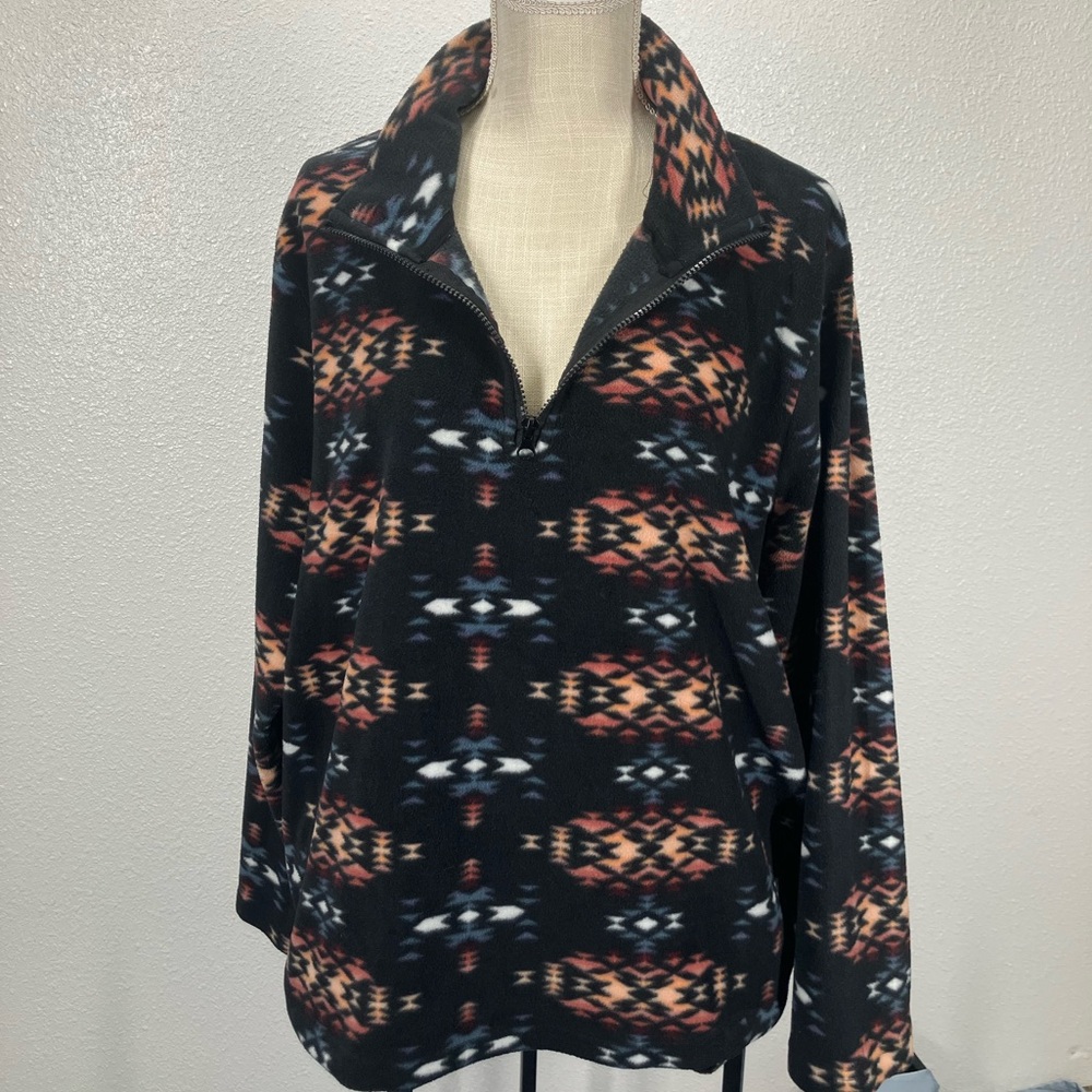 Cotton & Rye Fleece Jacket 1/4 Zip w/ Pockets Aztec Western WOMENS EXTRA LARGE - Picture 9 of 10